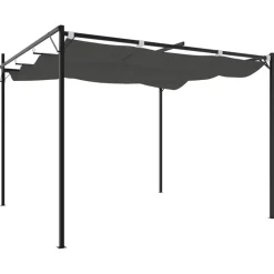 vidaXL pergola med sammenrulleligt tag 295x292x230 cm antracitgrå