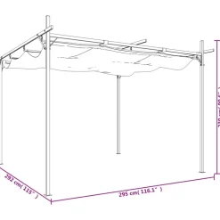 vidaXL pergola med sammenrulleligt tag 295x292x230 cm antracitgrå