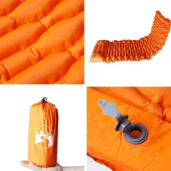 vidaXL 1-personers campingmadras med pude selvoppustelig orange