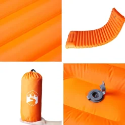vidaXL 1-personers campingmadras med pude selvoppustelig orange