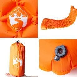 vidaXL 1-personers campingmadras med pude oppustelig orange