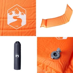 vidaXL 1-personers campingmadras med pude selvoppustelig orange