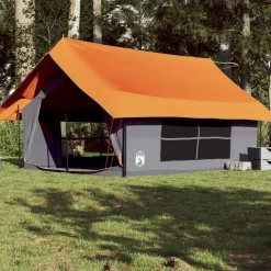 vidaXL 5-personers campingtelt vandtæt grå og orange