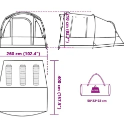 vidaXL 3-personers campingtelt vandtæt blå