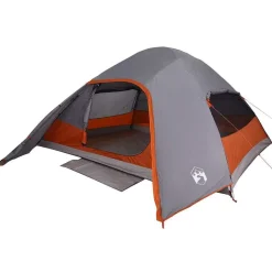 vidaXL 4-personers campingtelt vandtæt grå