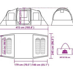 vidaXL 4-personers campingtelt vandtæt grøn