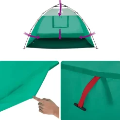 vidaXL 2-personers campingtelt vandtæt quick-release grøn
