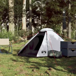 vidaXL 2-personers campingtelt vandtæt mørklægningsstof hvid
