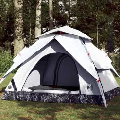 vidaXL 3-personers campingtelt kuppel quick-release mørklægning hvid