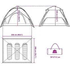 vidaXL 3-personers campingtelt kuppel quick-release mørklægning hvid