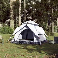 vidaXL 3-personers campingtelt kuppel quick-release mørklægning hvid
