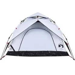 vidaXL 3-personers campingtelt kuppel quick-release mørklægning hvid