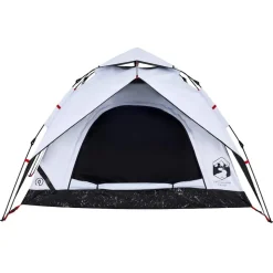 vidaXL 3-personers campingtelt kuppel quick-release mørklægning hvid
