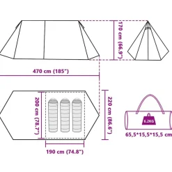 vidaXL 3-personers campingtelt vandtæt grøn