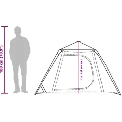 vidaXL 4-personers campingtelt kuppel quick-release grå og orange