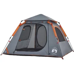 vidaXL 4-personers campingtelt kuppel quick-release grå og orange