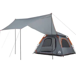 vidaXL 4-personers campingtelt kuppel quick-release grå og orange
