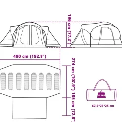 vidaXL 8-personers campingtelt vandtæt grøn