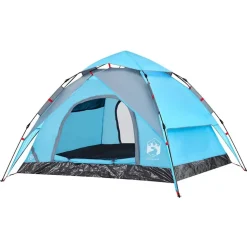 vidaXL 3-personers campingtelt kuppel quick-release blå