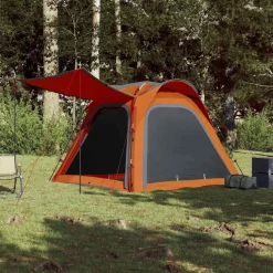 vidaXL 4-personers campingtelt vandtæt quick-release grå og orange