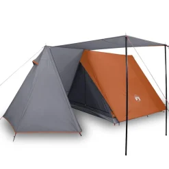 vidaXL 3-personers campingtelt vandtæt grå og orange