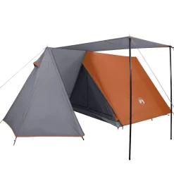 vidaXL 3-personers campingtelt vandtæt grå og orange