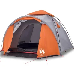 vidaXL 3-personers campingtelt kuppel quick-release grå og orange