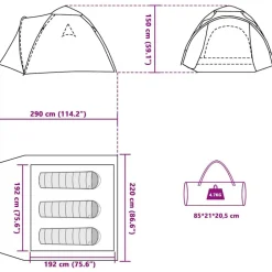 vidaXL 3-personers campingtelt kuppel quick-release grå og orange