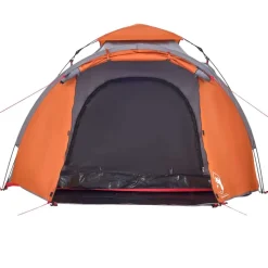 vidaXL 3-personers campingtelt kuppel quick-release grå og orange