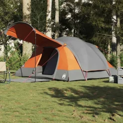 vidaXL 8-personers campingtelt vandtæt grå og orange