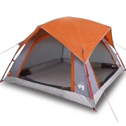 vidaXL 4-personers campingtelt vandtæt grå og orange