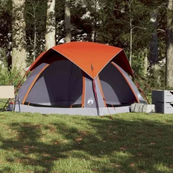 vidaXL 4-personers campingtelt vandtæt grå og orange