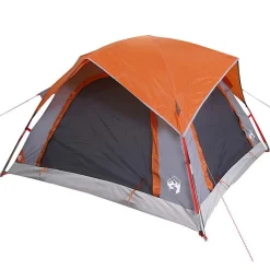 vidaXL 4-personers campingtelt vandtæt grå og orange