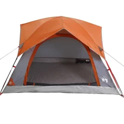 vidaXL 4-personers campingtelt vandtæt grå og orange