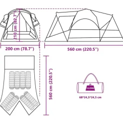 vidaXL 8-personers campingtelt vandtæt grøn