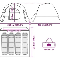 vidaXL 4-personers campingtelt vandtæt mørklægningsstof hvid