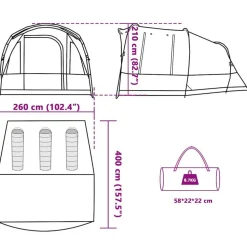 vidaXL 3-personers campingtelt vandtæt grå og orange
