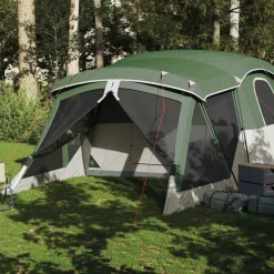 vidaXL 4-personers campingtelt med fortelt vandtæt grøn