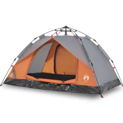 vidaXL 2-personers campingtelt kuppel quick-release grå og orange