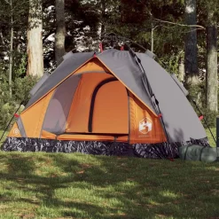 vidaXL 2-personers campingtelt kuppel quick-release grå og orange