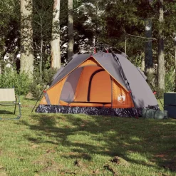 vidaXL 2-personers campingtelt kuppel quick-release grå og orange
