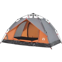 vidaXL 2-personers campingtelt kuppel quick-release grå og orange