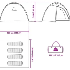 vidaXL 4-personers campingtelt quick-release blå