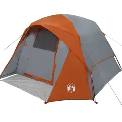 vidaXL 4-personers campingtelt vandtæt grå og orange