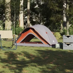 vidaXL 1-personers campingtelt vandtæt grå og orange