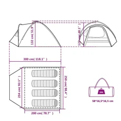 vidaXL 4-personers campingtelt vandtæt orange