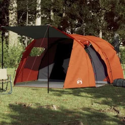 vidaXL 4-personers campingtelt vandtæt grå og orange