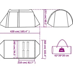 vidaXL 4-personers campingtelt vandtæt grå og orange