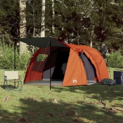 vidaXL 4-personers campingtelt vandtæt grå og orange