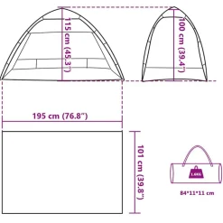 vidaXL 2-personers campingtelt vandtæt quick-release grå